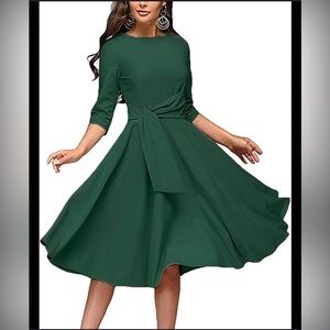 NWT green mock tie dress